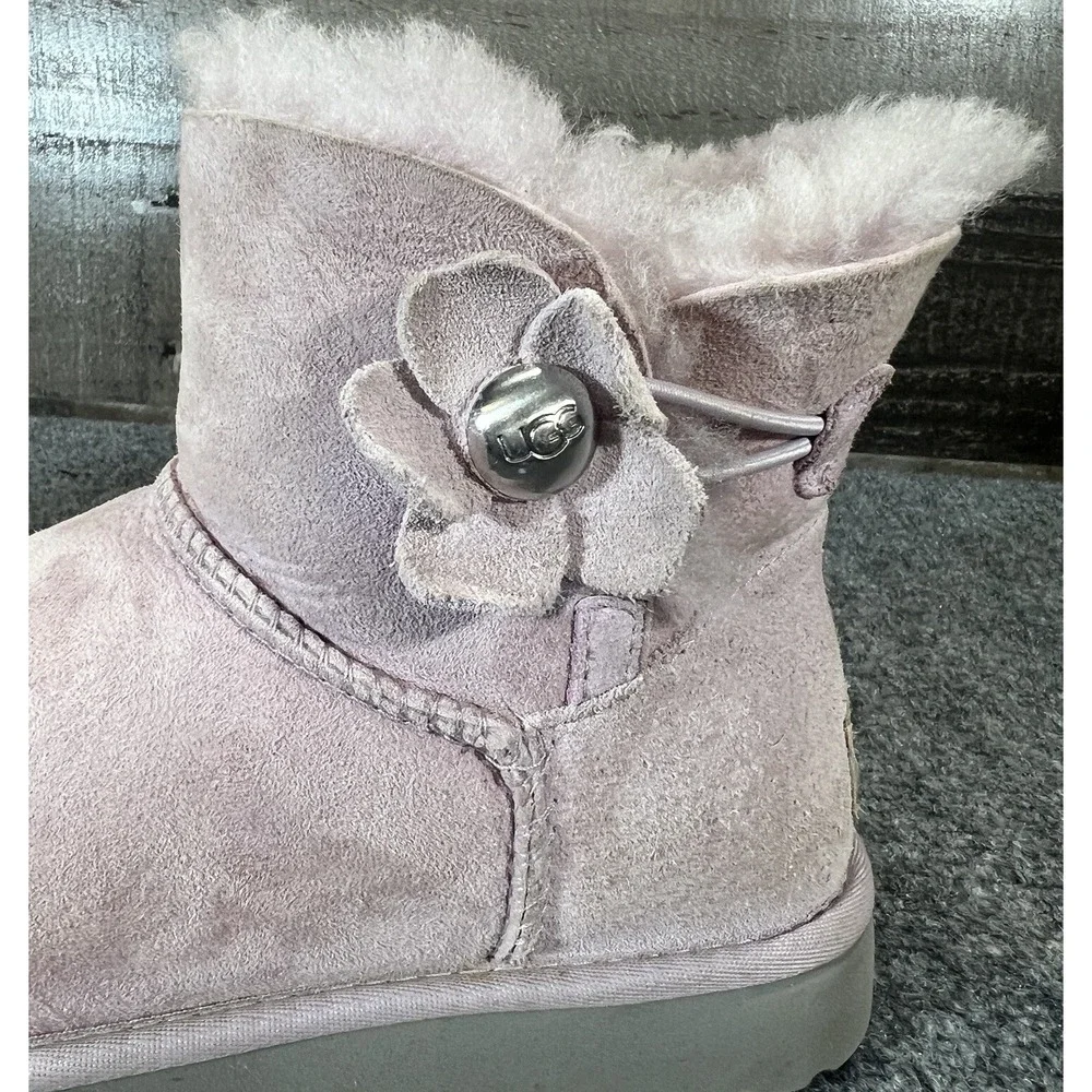 UGG Classic Mini Bailey Button Boots Poppy Pink Suede EU 38 US 7